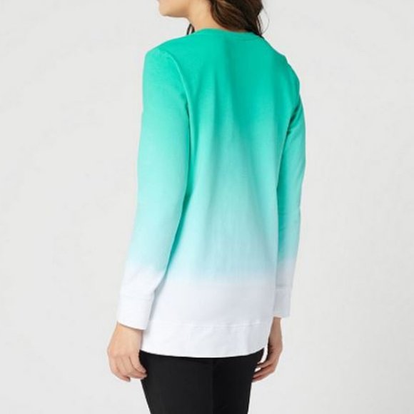 Denim & Co French Terry Dip Dye Long-Sleeve Tunic - Picture 2 of 2